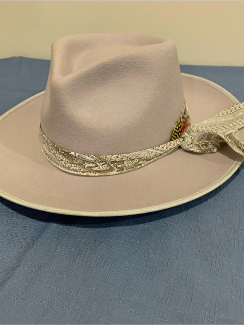 Wyeth Jared Hat In Lt Grey  100% Wool Felt Teardrop Crown Sz 57cm